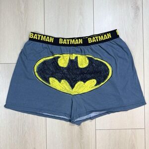 VTG DC Batman Boxer Shorts 2XL Gray Yellow Logo Elastic Waist‎ Graphic Retro